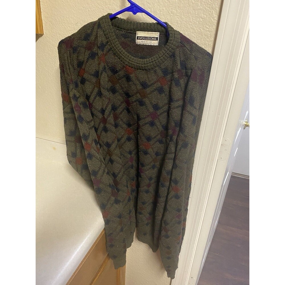 Vintage 1990s Evoluzione Geometric Knit Crewneck Sweater Size XL